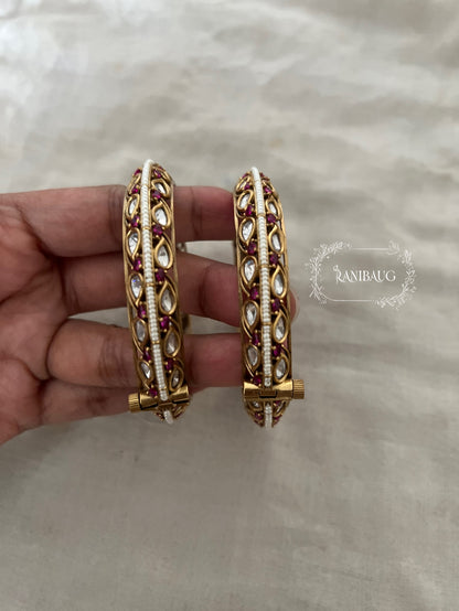 Nishi Bridal Polki Kundan Gold Plated Bangle Set By Ranibaug