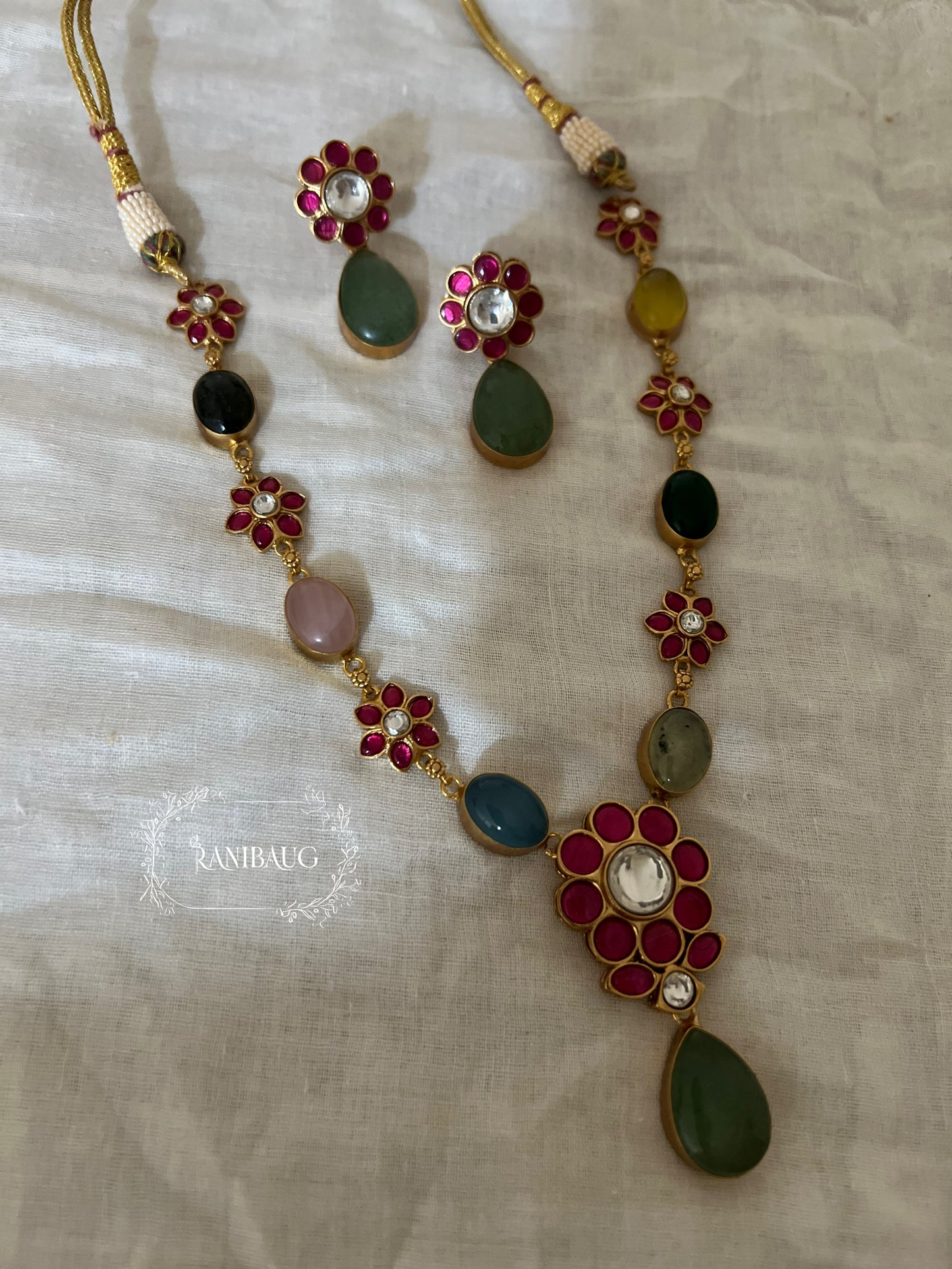 Pallavi Rang Antique Gold Plated Kundan Gemstone By Ranibaug