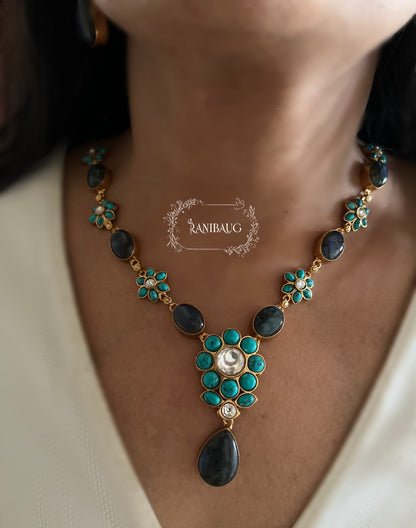 Pallavi Rang Antique Gold Plated Kundan Gemstone By Ranibaug