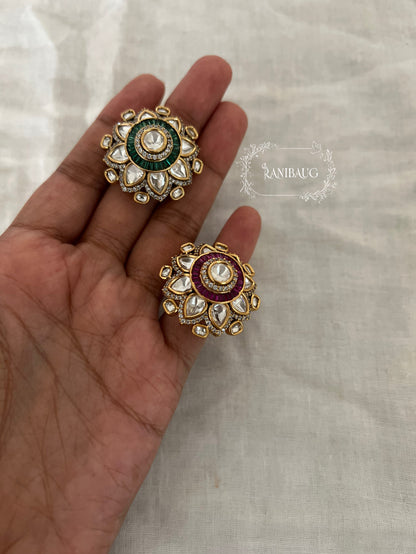 Krisha Polki Kundan Studded Tulip Shaped Ring Jewelry By Ranibaug