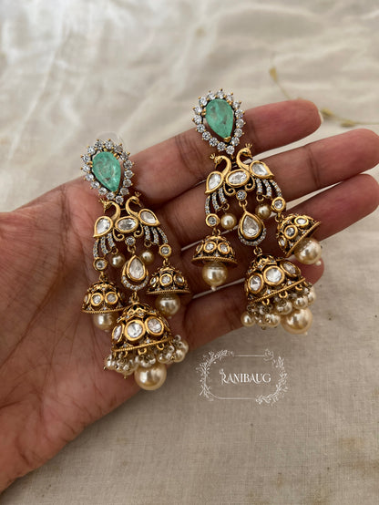 Hanaya Statement Polki Kundan Chandelier Earrings | Ranibaug