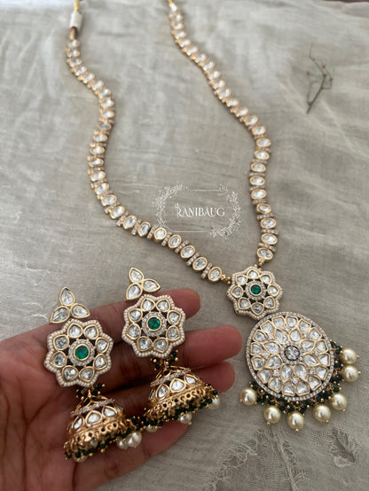 Idika White Gold Plated Polki Stone Long Rani Haar By Ranibaug