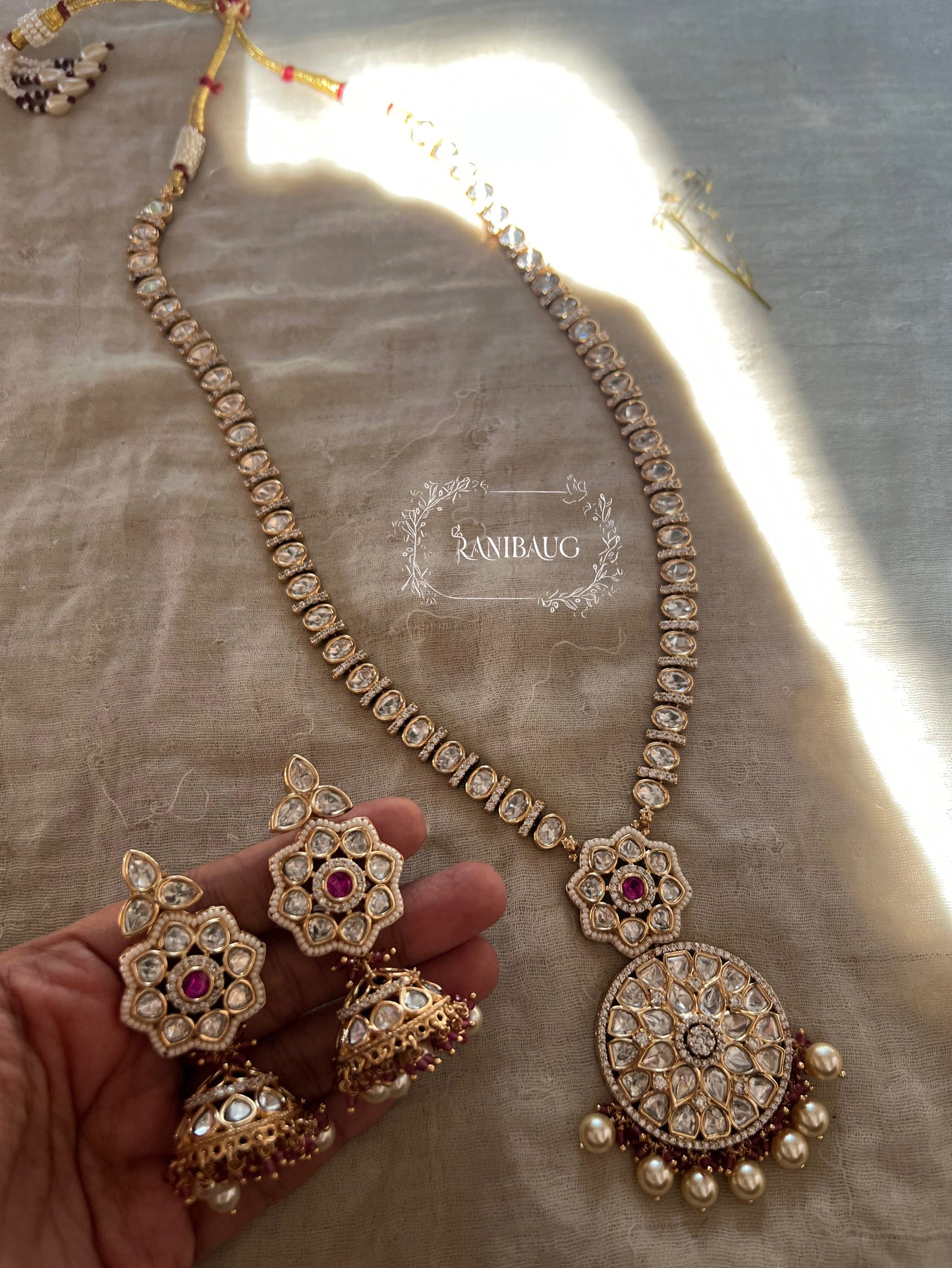 Idika White Gold Plated Polki Stone Long Rani Haar By Ranibaug