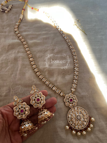 Idika White Gold Plated Polki Stone Long Rani Haar By Ranibaug