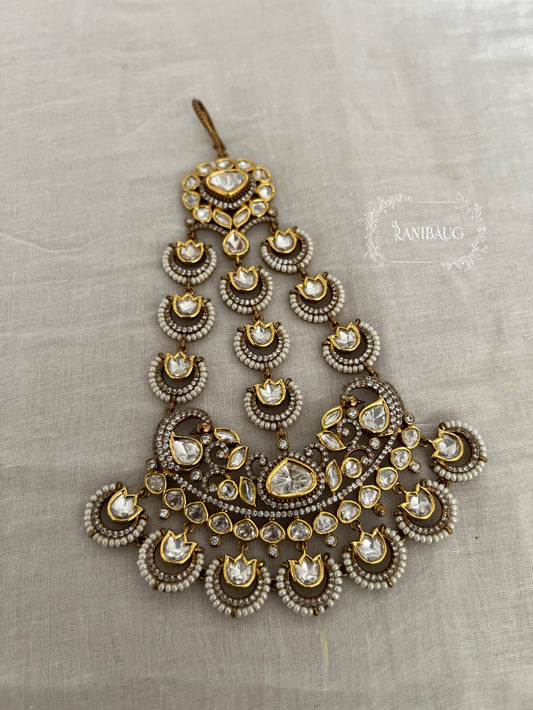Inaya Tulip Floral Motif Antique Gold Tone Passa Hair Jewellery By Ranibaug