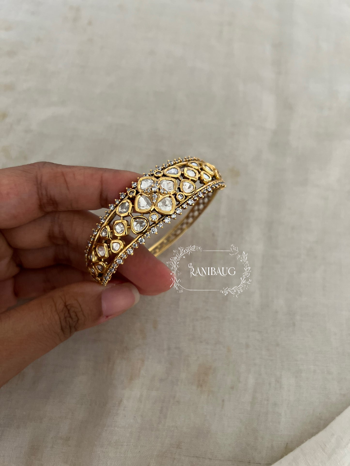 Indumati Polki Gold Finish Bracelet Jewelry By Ranibaug