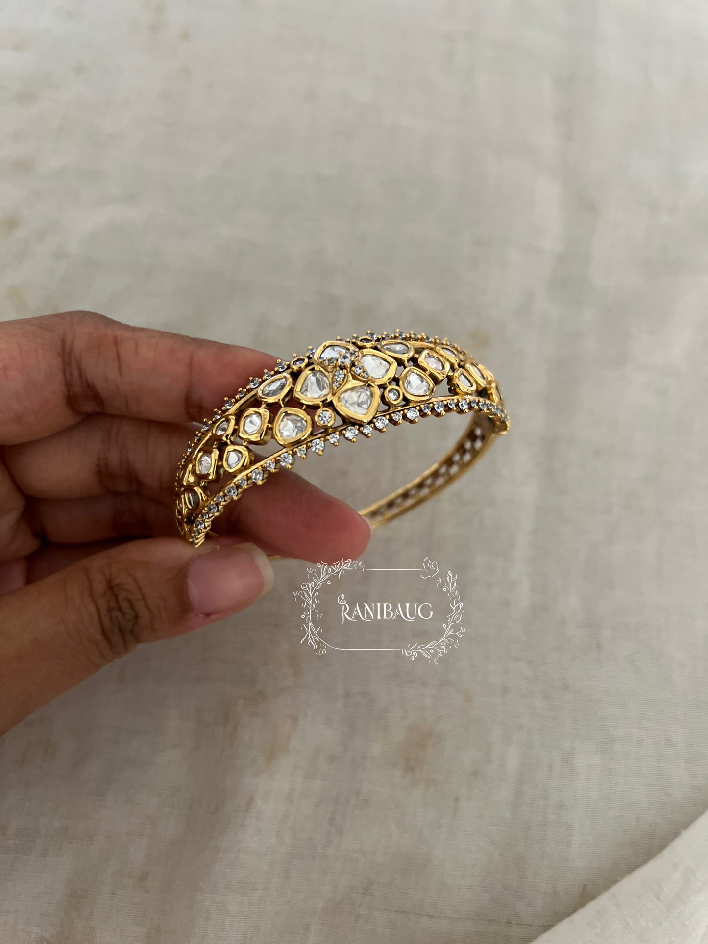 Indumati Polki Gold Finish Bracelet Jewelry By Ranibaug