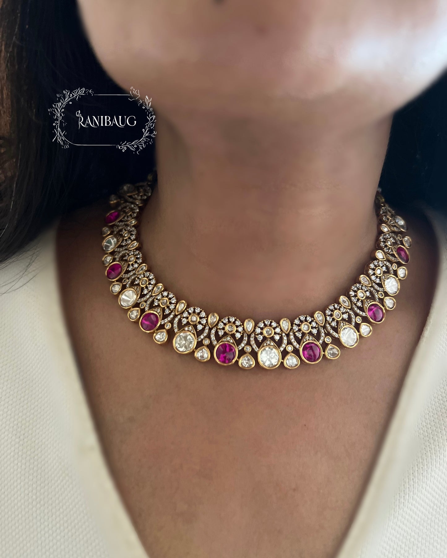 Ira Cute And Stylish Polki Kundan Round Necklace By Ranibaug