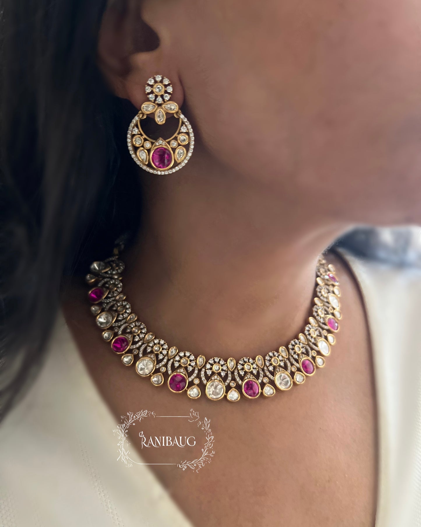 Ira Cute And Stylish Polki Kundan Round Necklace By Ranibaug