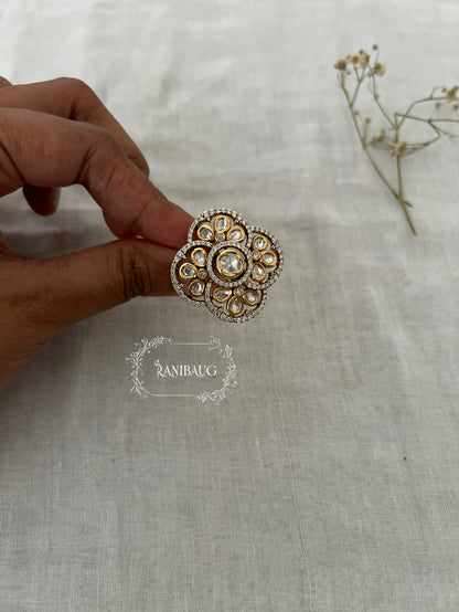 Ishani Floral Kundan Designer Festive Ring By Ranibaug