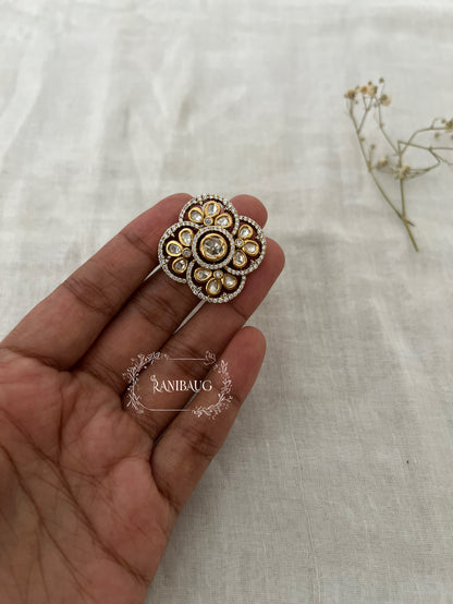 Ishani Floral Kundan Designer Festive Ring By Ranibaug
