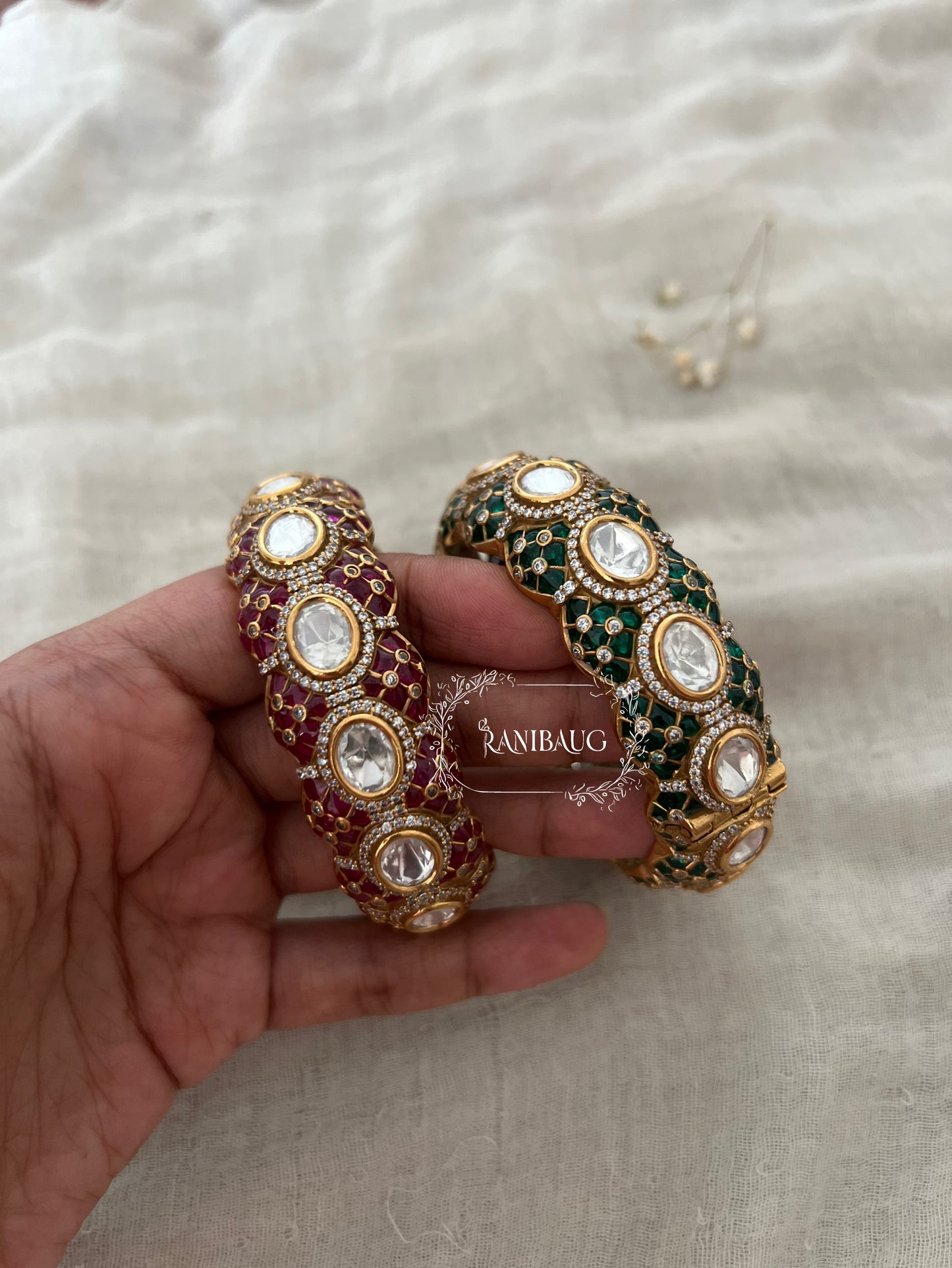 Ishani Big Polki Kundan Motif Studded Kada Set By Ranibaug (Single)