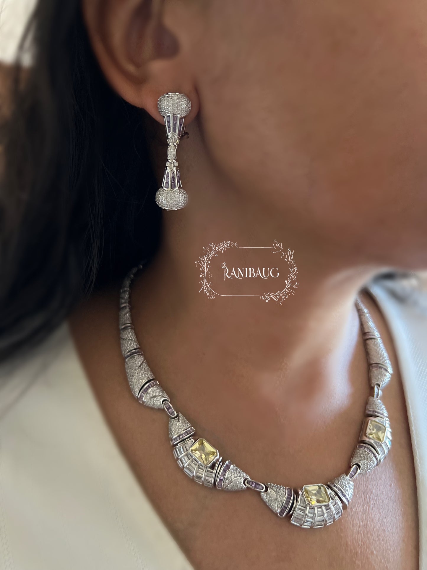 Isharya Designer Diamond Elegance Necklace Set By Ranibaug