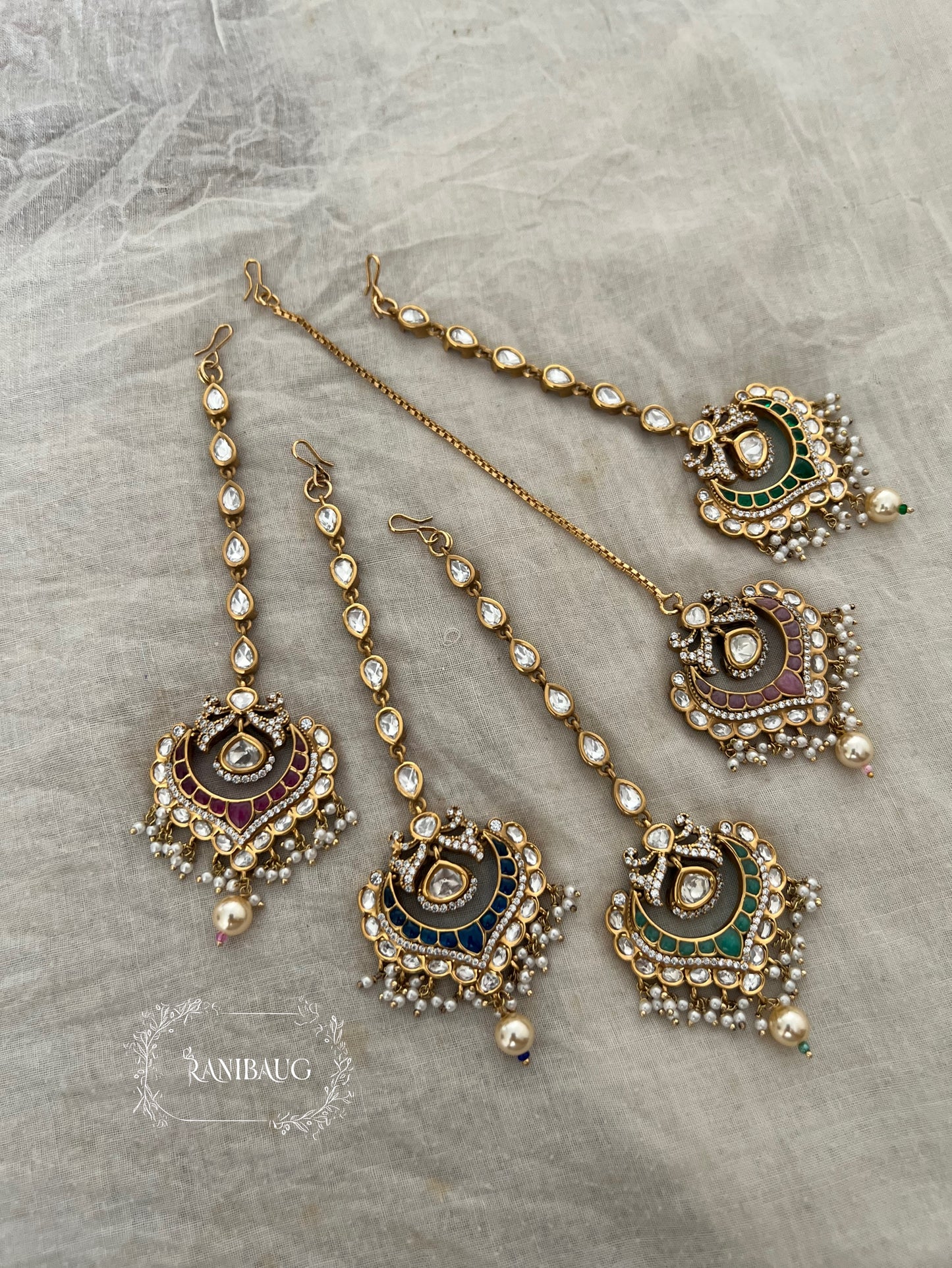 Ishika Simple Gold Plated Kundan Pearl Maang Tikka By Ranibaug