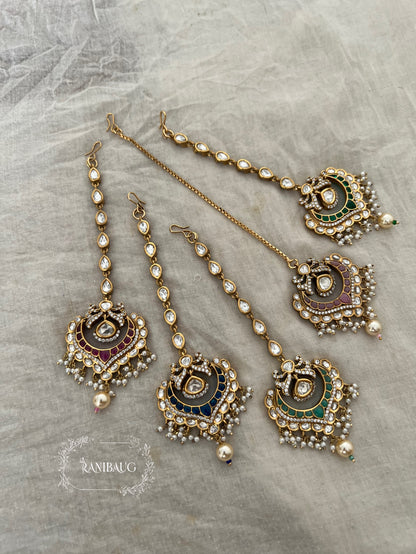 Ishika Simple Gold Plated Kundan Pearl Maang Tikka By Ranibaug