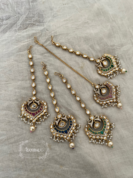 Ishika Simple Gold Plated Kundan Pearl Maang Tikka By Ranibaug