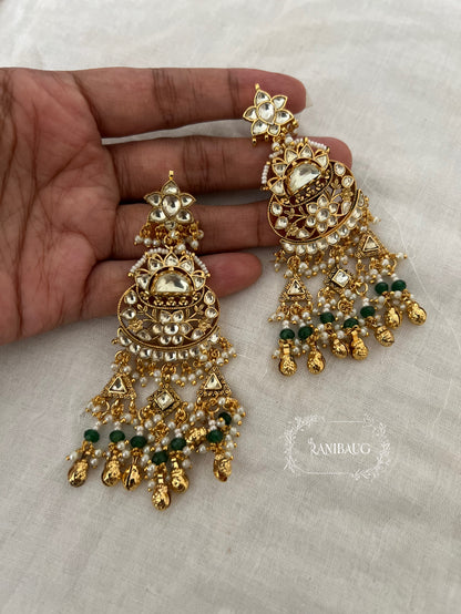 Ishvika Heritage Gold Finish Beaded Indian Traditional Festive Earrings By Ranibaug