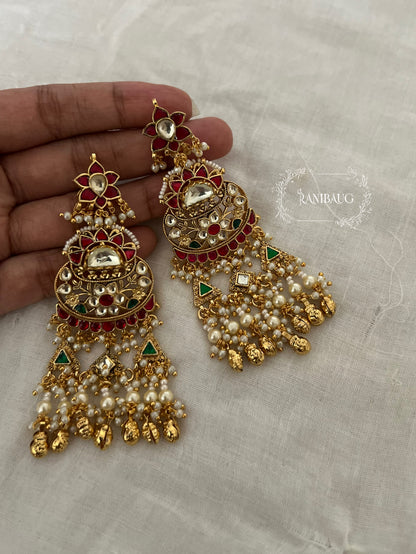 Ishvika Heritage Gold Finish Beaded Indian Traditional Festive Earrings By Ranibaug