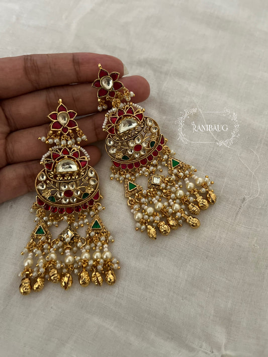 Ishvika Heritage Gold Finish Beaded Indian Traditional Festive Earrings By Ranibaug