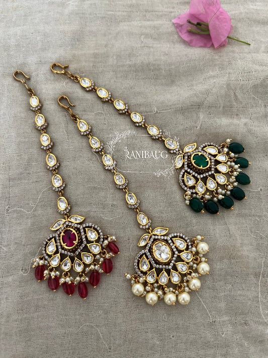 Jaya Victorian Finish Polki Maang Tikka By Ranibaug