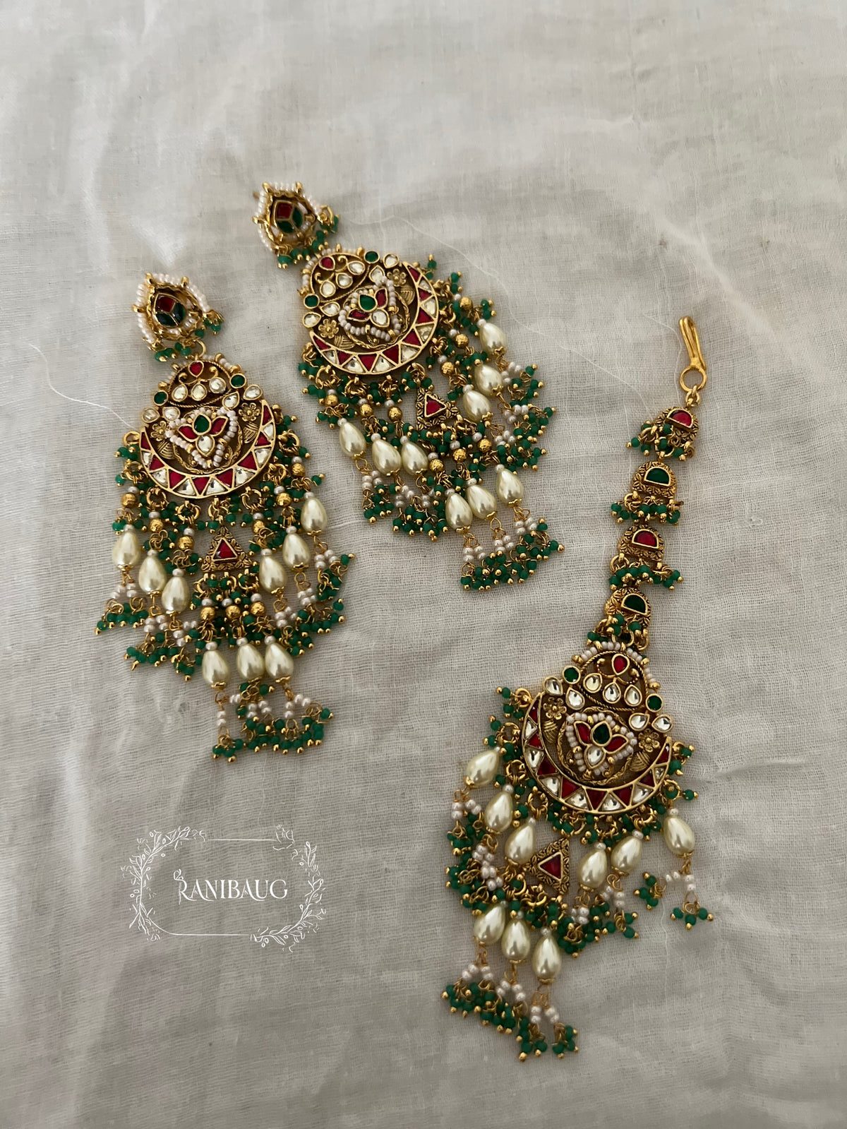 Jhilmil Rajwada Heritage Beaded Pearl Chandelier Earrings By Ranibaug
