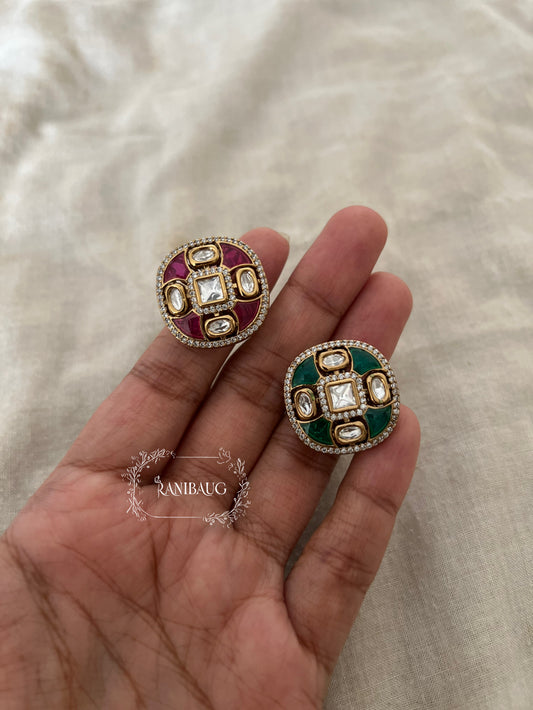 Jiya Polki Kundan Indian Festive Ring Premium Imitation Jewellery By Ranibaug