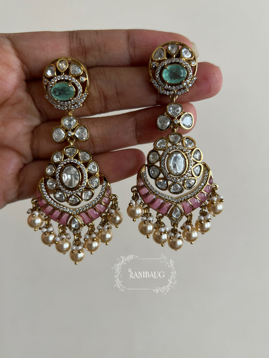 Jiyana Premium Gold Finish Pearl Adorned Polki Dangle Festive Statement Earrings By Ranibaug | Best Of Ranibaug'S 2026 Collection