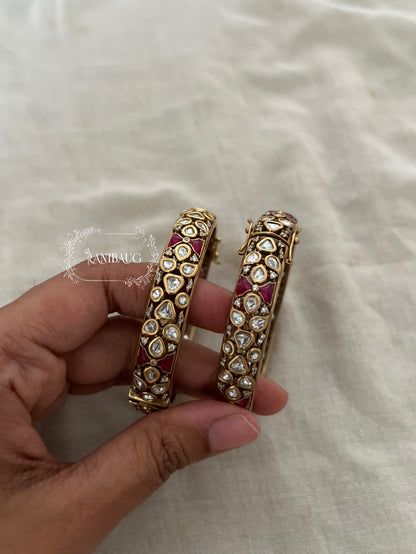 Kailashi Polki Antique Gold Plated Premium Bangles Jewellery By Ranibaug