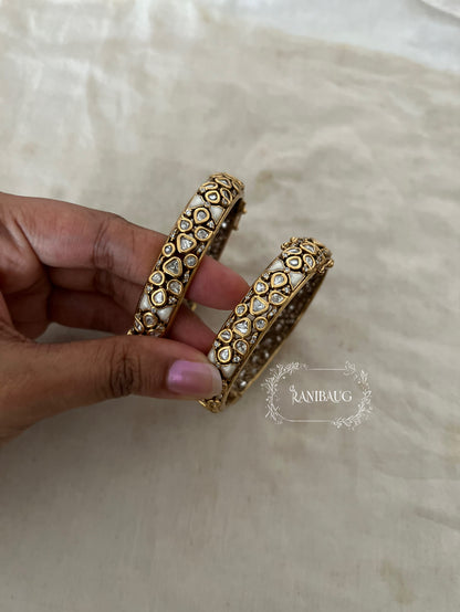 Kailashi Polki Antique Gold Plated Premium Bangles Jewellery By Ranibaug
