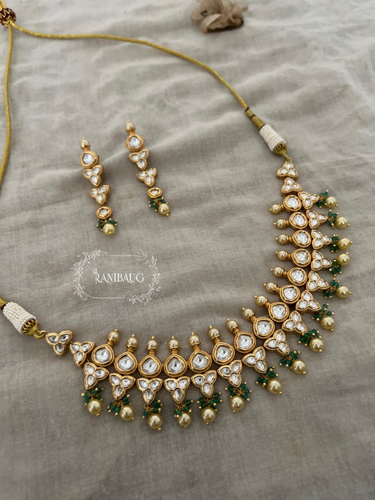 Kalpi Chakra Style Gold Plated Kundan And Pearl Studded Necklace Set By Ranibaug