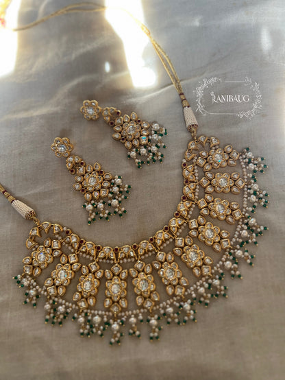 Kamakhya Kundan Bridal Jewellery Set In Premium Gold Finish And Pearl Fringes By Ranibaug