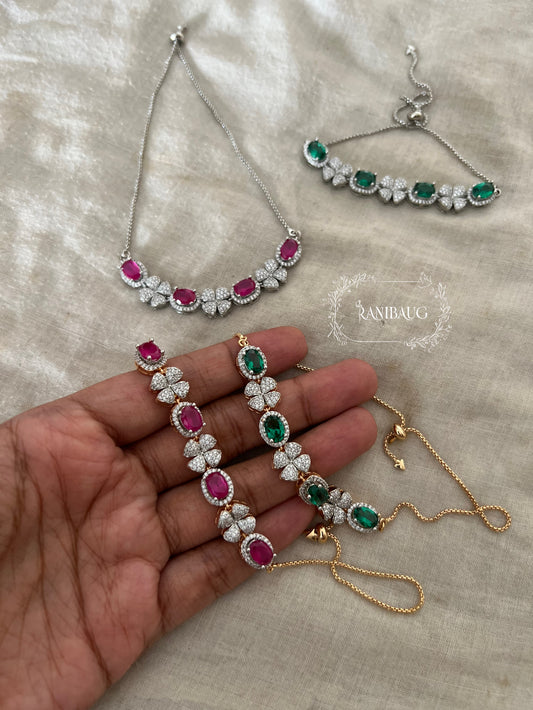 Kamya Floral Diamond Statement Bracelet Festive Jewelry By Ranibaug