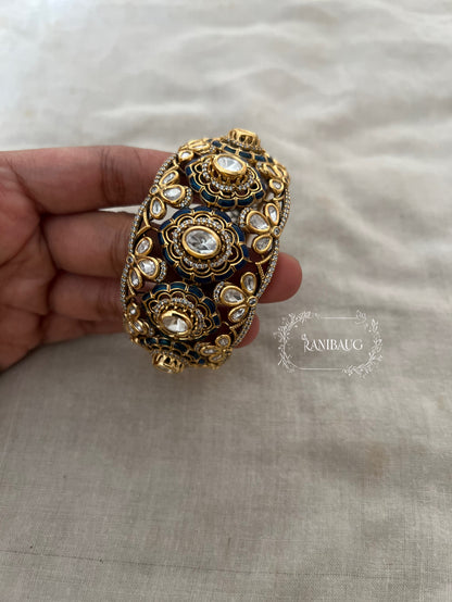 Kanika Broad Gold Plated Polki Kundan Bridal Bangle By Ranibaug | Bangles Jewelry For Bride Wedding Collection 2026