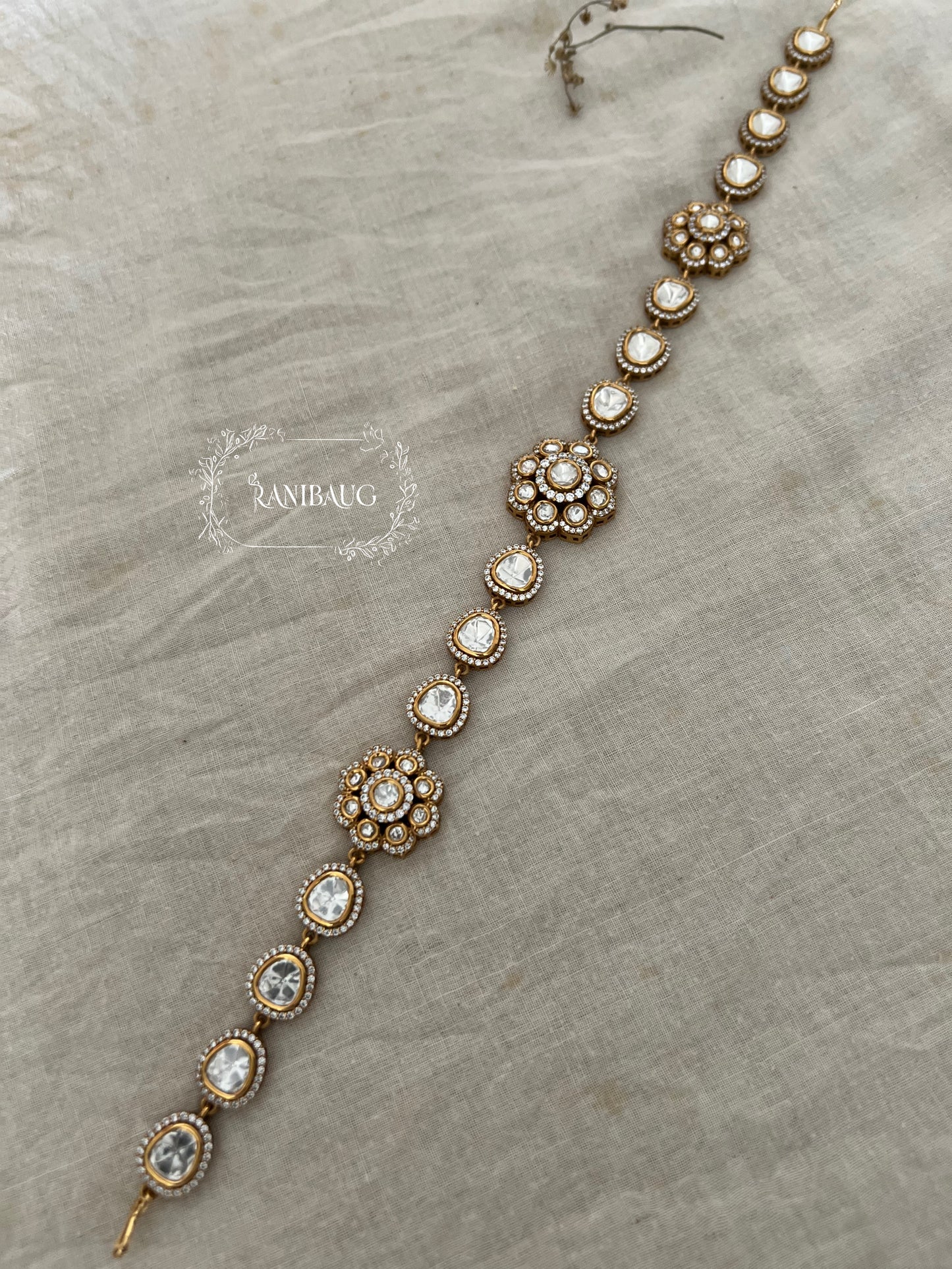 Kanika Victorian Sheesh Patti With Mossainite Kundan By Ranibaug