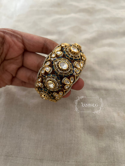 Kanika Broad Gold Plated Polki Kundan Bridal Bangle By Ranibaug | Bangles Jewelry For Bride Wedding Collection 2026