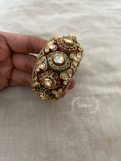 Kanika Broad Gold Plated Polki Kundan Bridal Bangle By Ranibaug | Bangles Jewelry For Bride Wedding Collection 2026