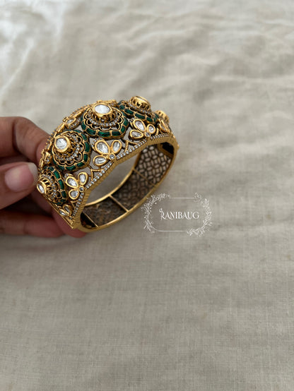 Kanika Broad Gold Plated Polki Kundan Bridal Bangle By Ranibaug | Bangles Jewelry For Bride Wedding Collection 2026