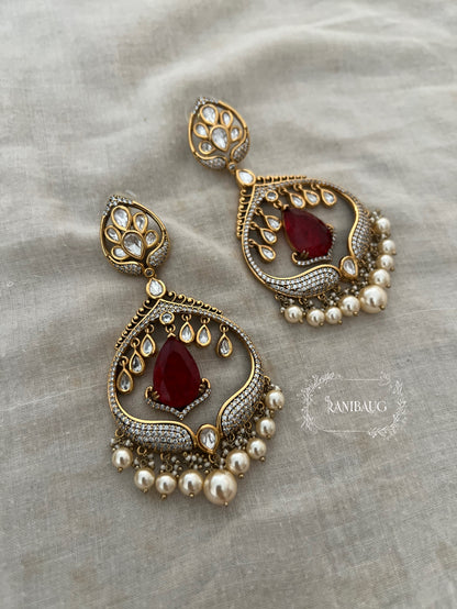 Kanishka Elegant Pearl Drop Bridal Earrings | Ranibaug