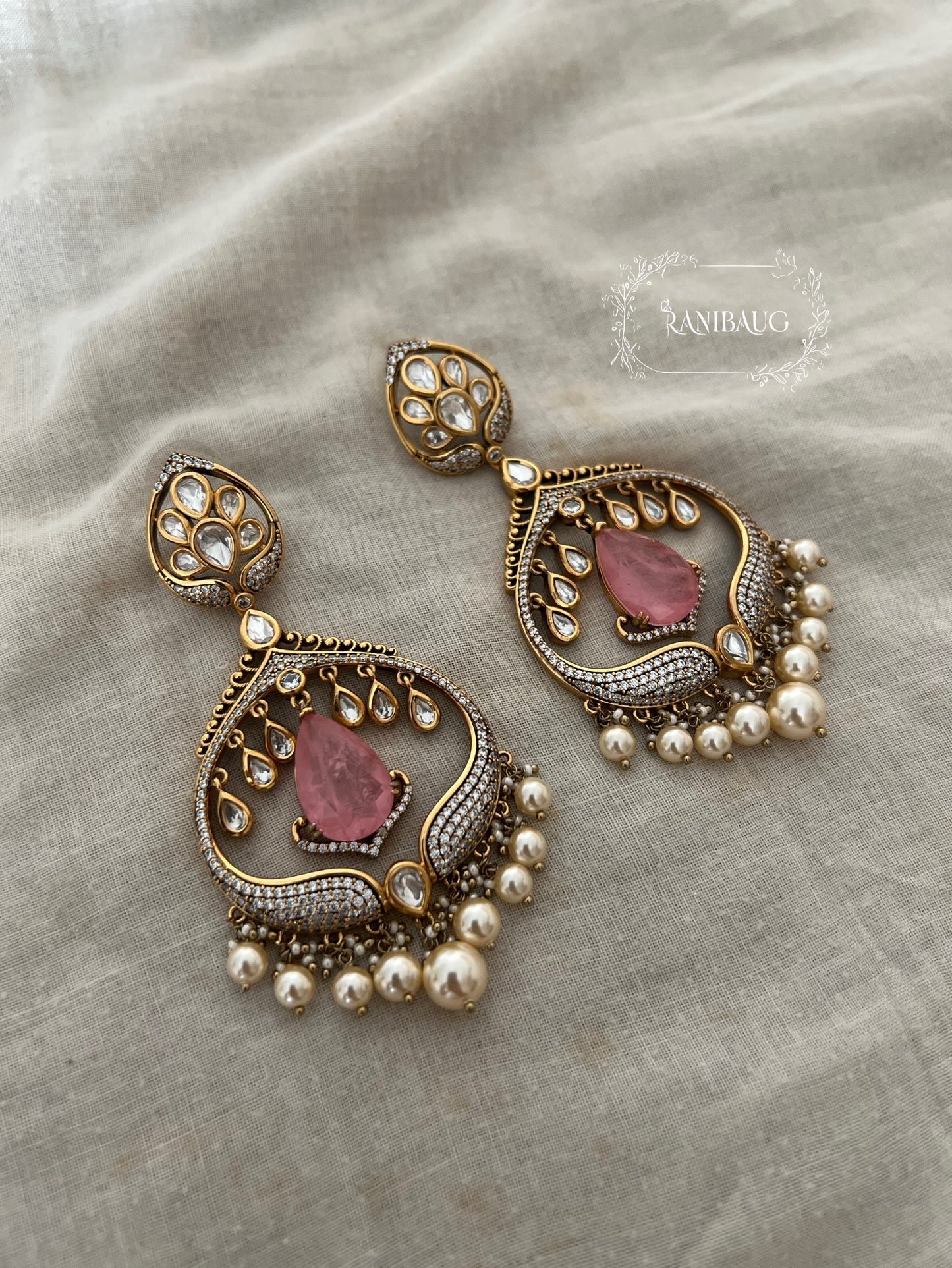 Kanishka Elegant Pearl Drop Bridal Earrings | Ranibaug