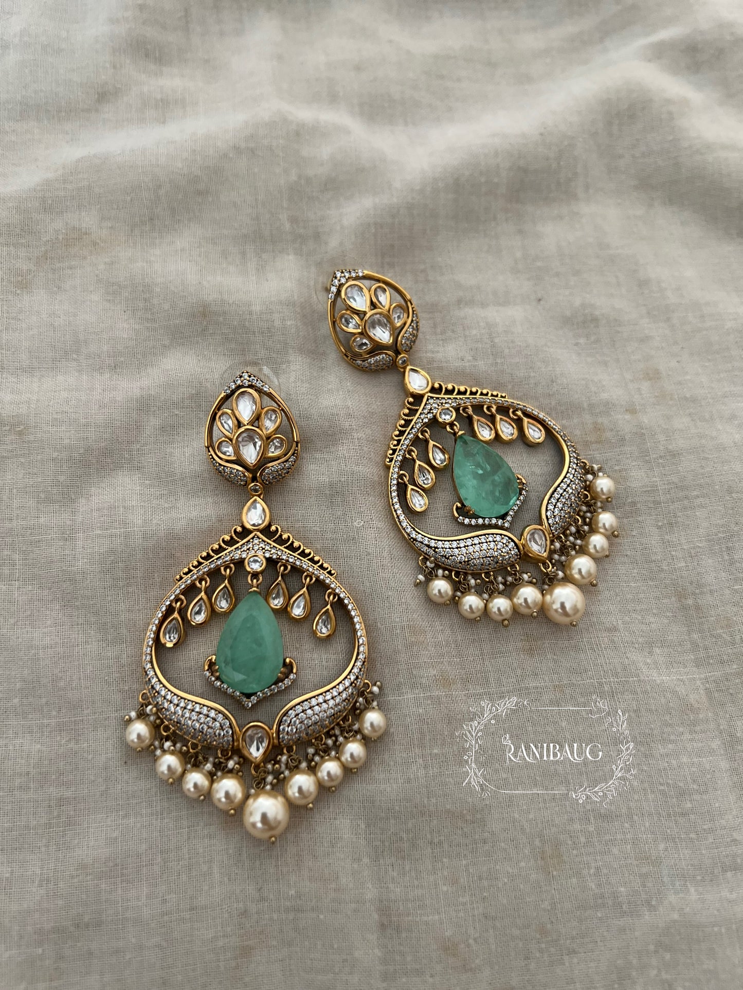 Kanishka Elegant Pearl Drop Bridal Earrings | Ranibaug