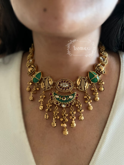 Karmi Beautiful Matt Gold Finish Vintage Style Heritage Jewelry By Ranibaug