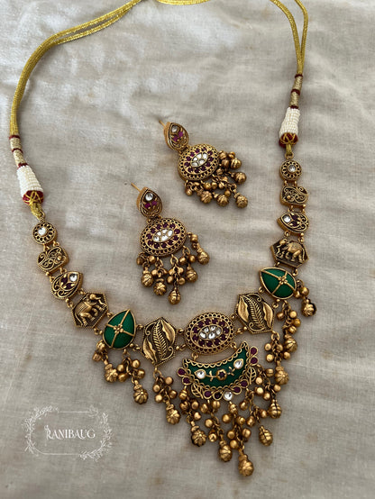 Karmi Beautiful Matt Gold Finish Vintage Style Heritage Jewelry By Ranibaug