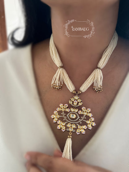 Kashvi Moti Tassel Long Indian Traditional Necklace Set By Ranibaug