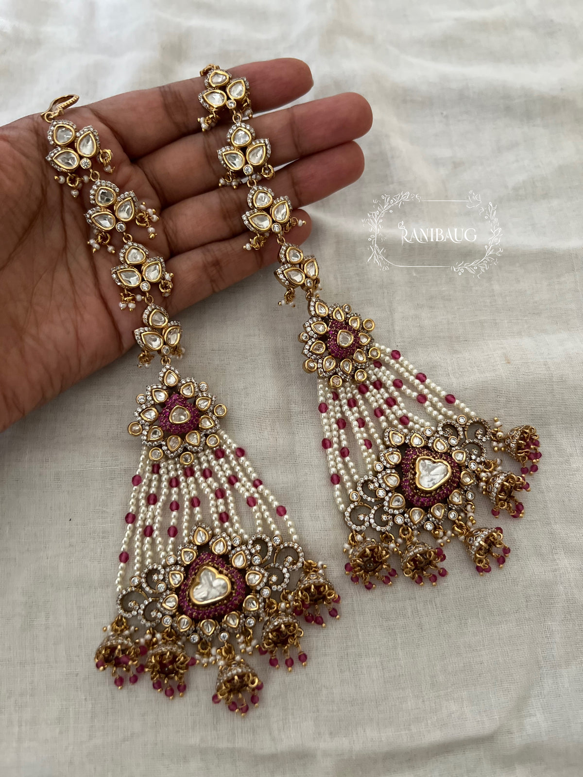 Kavisha Polki Kundan Pearl Adorned Ear Cuff Chandbali By Ranibaug