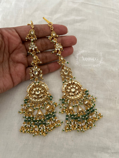 Kavya Royal Gold Beaded Traditional Designer Wedding Earrings And Maang Tikka By Ranibaug