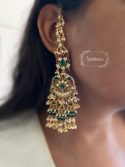 Kavya Royal Gold Beaded Traditional Designer Wedding Earrings And Maang Tikka By Ranibaug