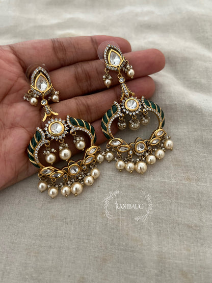Kavya Victorian Long Kundan Crystal Dangle Wedding Earrings By Ranibaug