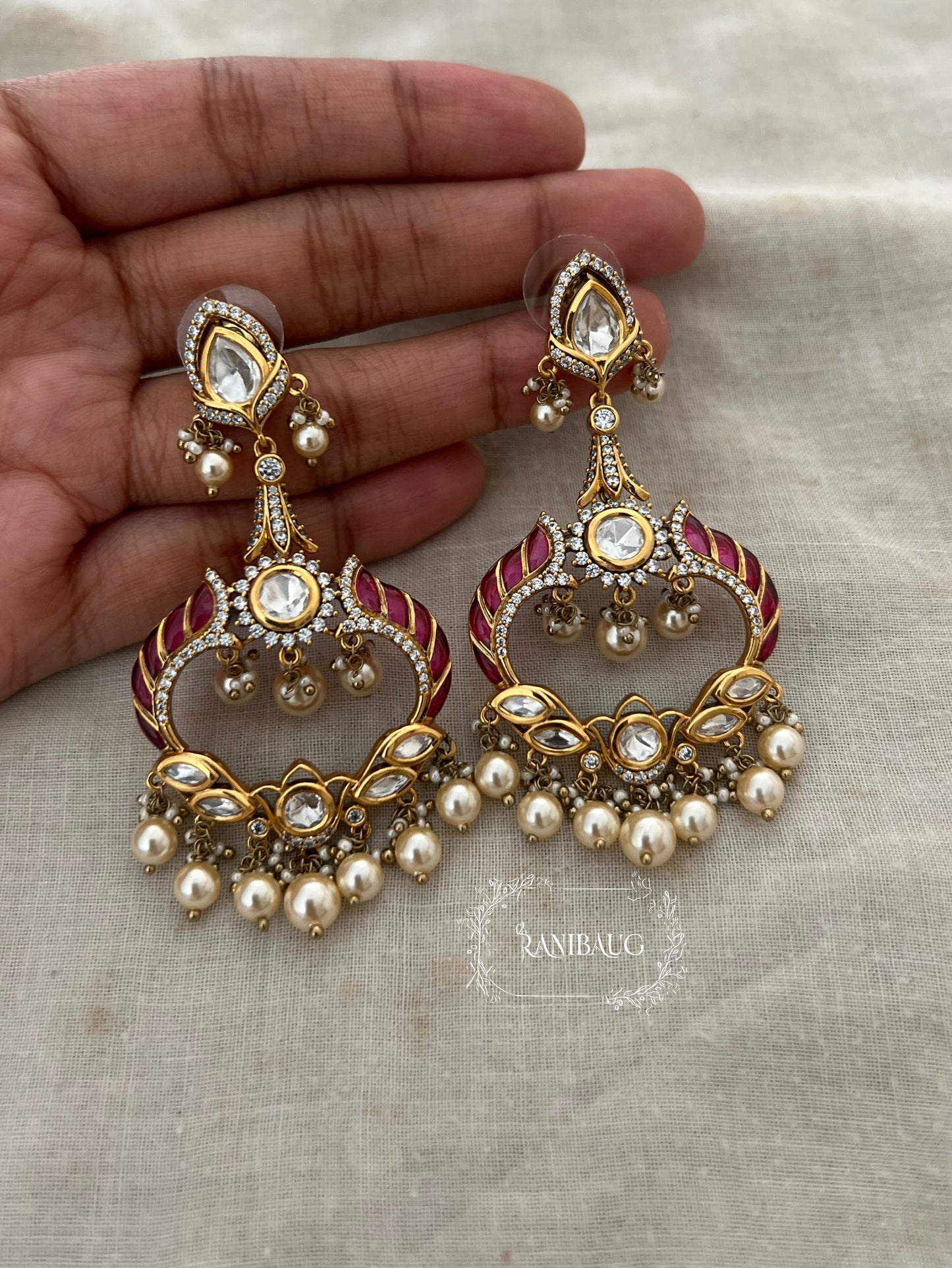 Kavya Victorian Long Kundan Crystal Dangle Wedding Earrings By Ranibaug