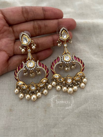 Kavya Victorian Long Kundan Crystal Dangle Wedding Earrings By Ranibaug