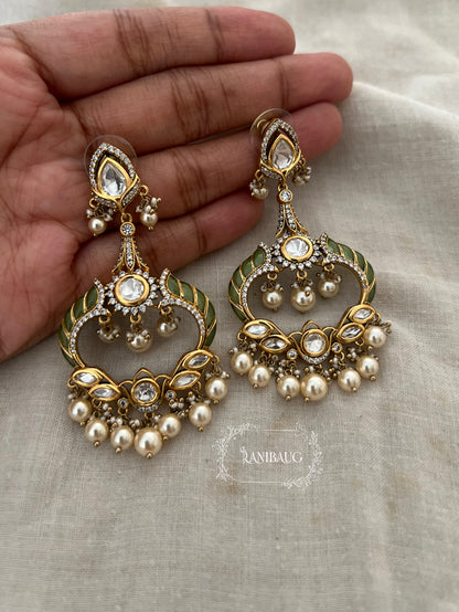Kavya Victorian Long Kundan Crystal Dangle Wedding Earrings By Ranibaug
